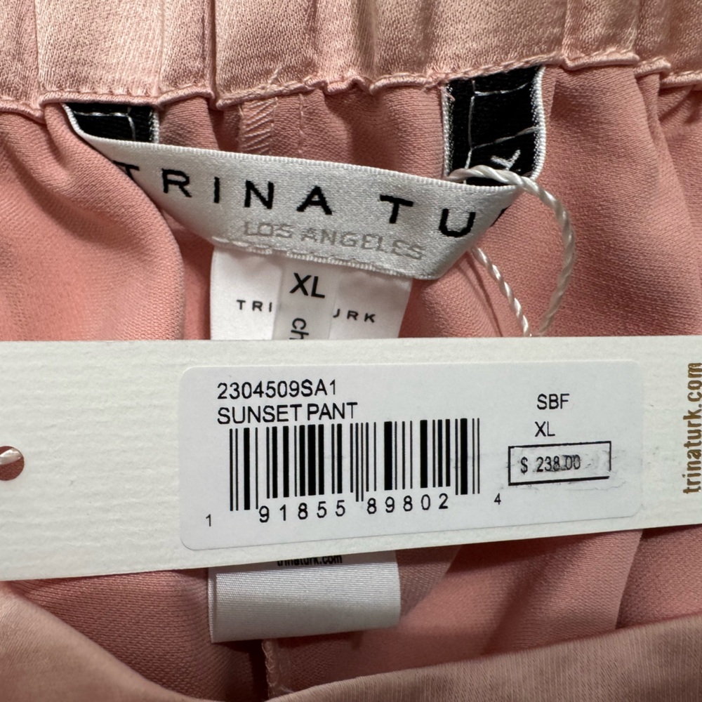 NWT Trina Turk Sz XL Sunset Wide-Leg Satin Pants in Blush Pink - Picture 8 of 8
